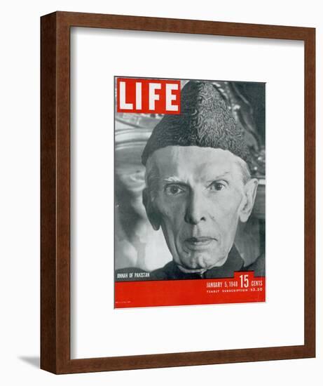 Jinnah of Pakistan, January 5, 1948-Margaret Bourke-White-Framed Photographic Print