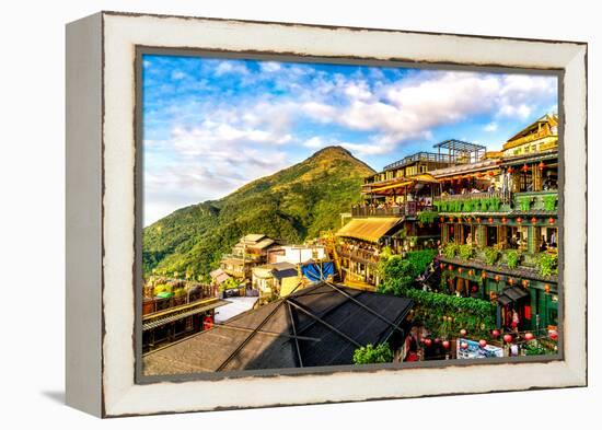 Jiu Fen (Spirited Away) overlook in Taiwan with rich, vibrant colors-David Chang-Framed Premier Image Canvas