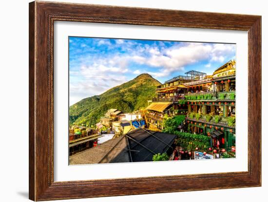 Jiu Fen (Spirited Away) overlook in Taiwan with rich, vibrant colors-David Chang-Framed Photographic Print