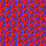 Geometric Optical Art Background in Red and Blue.-jkerrigan-Framed Premium Giclee Print