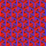 Geometric Optical Art Background in Red and Blue.-jkerrigan-Framed Art Print