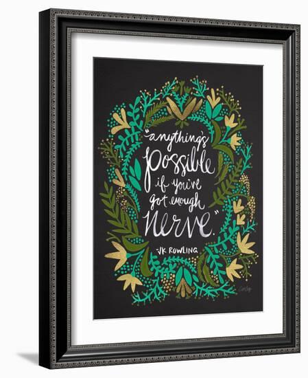 JKRowling_Green-on-Black_Artprint-Coquillette Cat-Framed Art Print