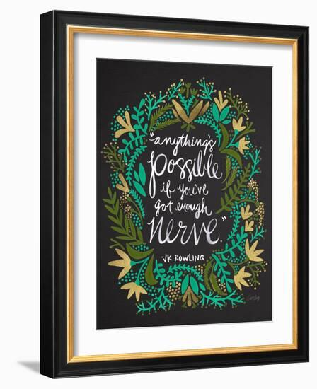 JKRowling_Green-on-Black_Artprint-Coquillette Cat-Framed Art Print