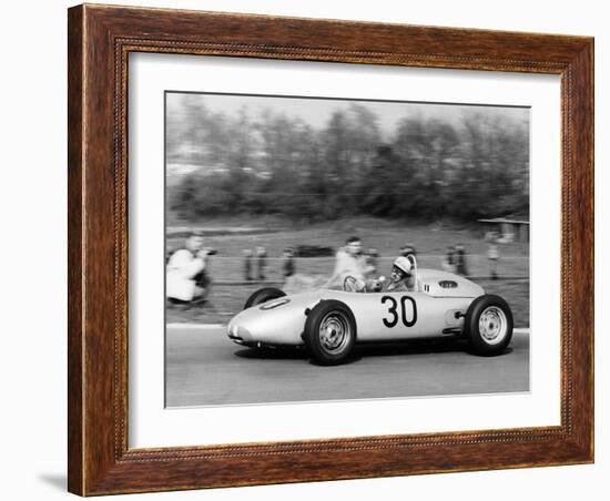 Jo Bonnier Driving a Works Porsche Formula 1 Car, Brussels Grand Prix, Belgium, 1961-null-Framed Photographic Print