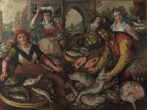 The Four Elements: a Fishmonger's Stall in a Town with the Miraculous Draught of Fishes Beyond -…-Joachim Beuckelaer-Giclee Print