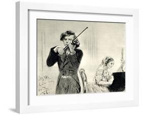 JOACHIM Joseph playing-Adolph Friedrich Erdmann von Menzel-Framed Giclee Print
