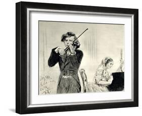 JOACHIM Joseph playing-Adolph Friedrich Erdmann von Menzel-Framed Giclee Print