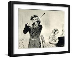 JOACHIM Joseph playing-Adolph Friedrich Erdmann von Menzel-Framed Giclee Print