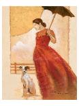 Lady in Red with Dog-Joadoor-Art Print