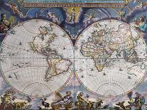 Double Hemisphere Map of the World-Joan Blaeu-Framed Giclee Print