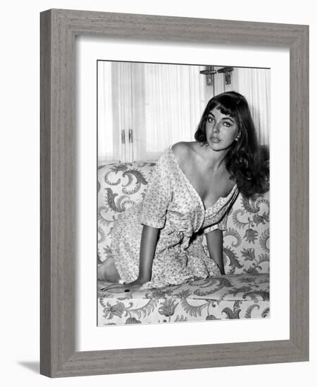 Joan Collins, English actress born May 23rd, 1933, here 1955 (b/w photo)-null-Framed Photo