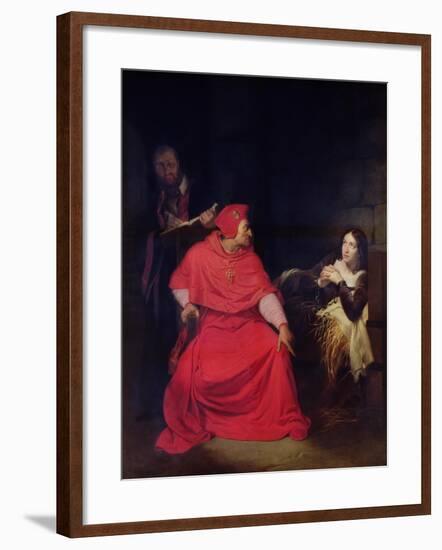 Joan of Arc (1412-31) and the Cardinal of Winchester in 1431, 1824-Hippolyte Delaroche-Framed Giclee Print