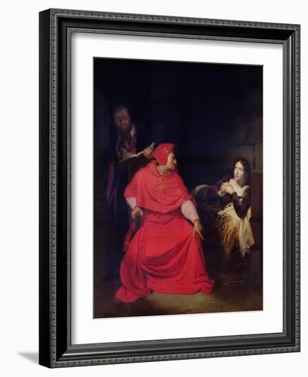 Joan of Arc (1412-31) and the Cardinal of Winchester in 1431, 1824-Hippolyte Delaroche-Framed Giclee Print