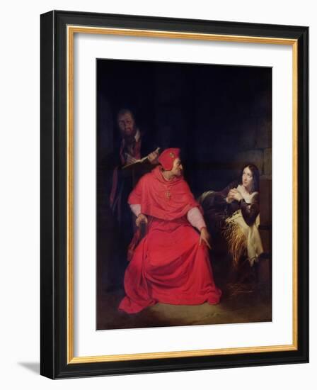 Joan of Arc (1412-31) and the Cardinal of Winchester in 1431, 1824-Hippolyte Delaroche-Framed Giclee Print