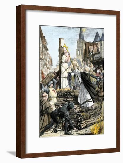 Joan of Arc Burned at the Stake for Witchcraft and Heresy in Rouen, France, 1431-null-Framed Giclee Print