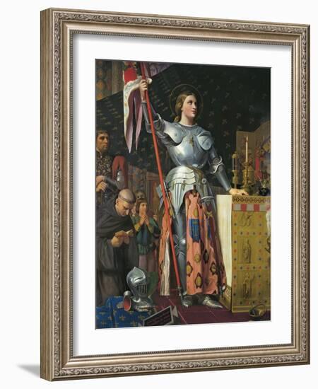 Joan of Arc on Coronation of Charles Vii in the Cathedral of Reims-Jean-Auguste-Dominique Ingres-Framed Art Print