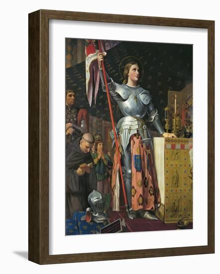 Joan of Arc on Coronation of Charles Vii in the Cathedral of Reims-Jean-Auguste-Dominique Ingres-Framed Art Print