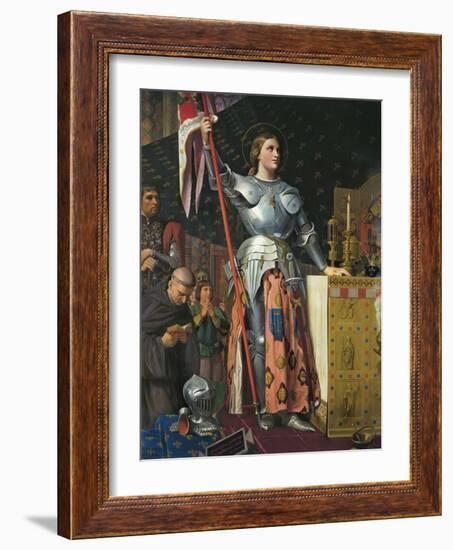 Joan of Arc on Coronation of Charles Vii in the Cathedral of Reims-Jean-Auguste-Dominique Ingres-Framed Art Print