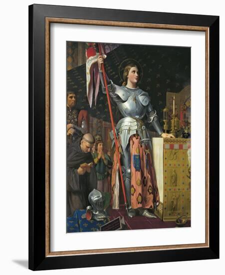 Joan of Arc on Coronation of Charles Vii in the Cathedral of Reims-Jean-Auguste-Dominique Ingres-Framed Art Print