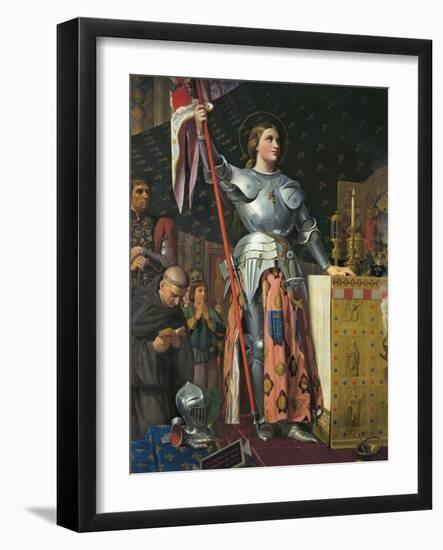 Joan of Arc on Coronation of Charles Vii in the Cathedral of Reims-Jean-Auguste-Dominique Ingres-Framed Art Print