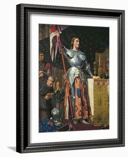 Joan of Arc on Coronation of Charles Vii in the Cathedral of Reims-Jean-Auguste-Dominique Ingres-Framed Art Print