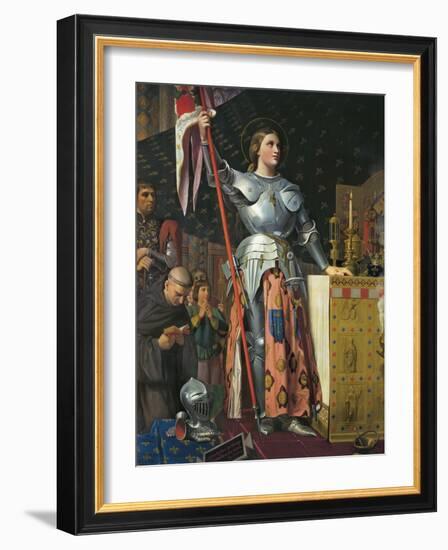 Joan of Arc on Coronation of Charles Vii in the Cathedral of Reims-Jean-Auguste-Dominique Ingres-Framed Art Print