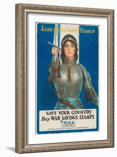 "Joan of Arc Saved France: Save Your Country, Buy War Savings Stamps", 1918-William Haskell Coffin-Framed Giclee Print