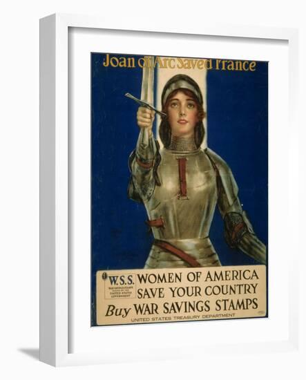 Joan of Arc Saved France, Women of America Save Your Country, WWI Poster-William Haskell Coffin-Framed Giclee Print
