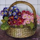 Red Mauve and Pink Primroses in a Basket, 2012-Joan Thewsey-Giclee Print