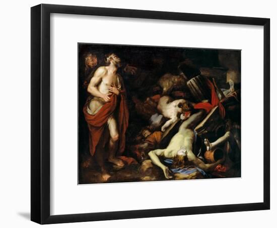 Job and His Children, C. 1650-Domenico Piola-Framed Giclee Print