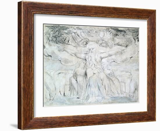 Job and His Daughters-William Blake-Framed Giclee Print