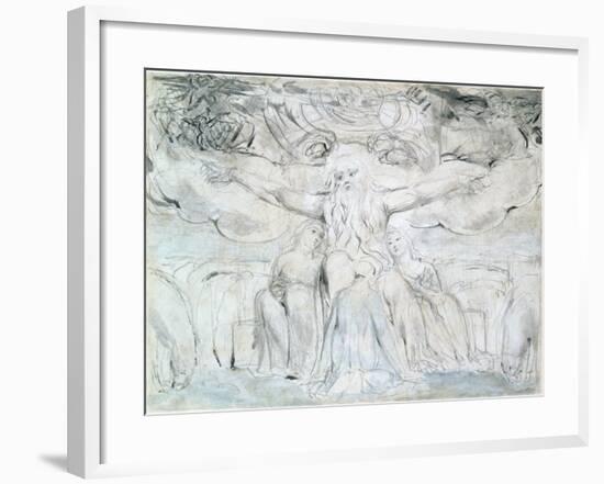 Job and His Daughters-William Blake-Framed Giclee Print