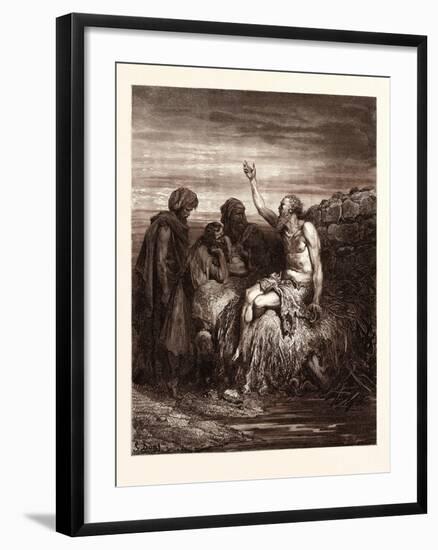 Job and His Friends-Gustave Dore-Framed Giclee Print