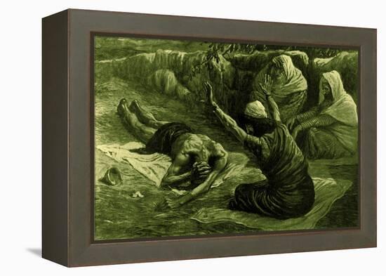 Job lying on the heap of refuse, by Tissot -Bible-James Jacques Joseph Tissot-Framed Premier Image Canvas