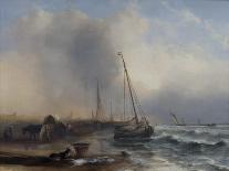 Seascape with Boats and Figures-Jock Wilson-Framed Giclee Print