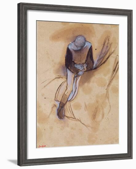 Jockey Flexed Forward Standing in the Saddle, 1860-90-Edgar Degas-Framed Giclee Print