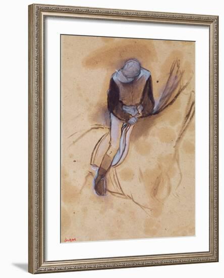 Jockey Flexed Forward Standing in the Saddle, 1860-90-Edgar Degas-Framed Giclee Print