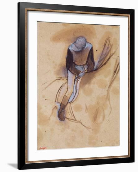 Jockey Flexed Forward Standing in the Saddle, 1860-90-Edgar Degas-Framed Giclee Print