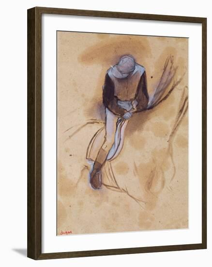 Jockey Flexed Forward Standing in the Saddle, 1860-90-Edgar Degas-Framed Giclee Print