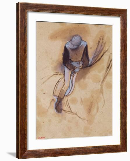 Jockey Flexed Forward Standing in the Saddle, 1860-90-Edgar Degas-Framed Giclee Print