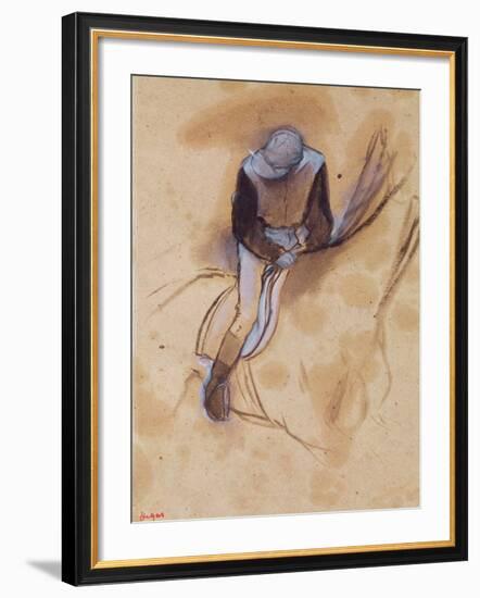 Jockey Flexed Forward Standing in the Saddle, 1860-90-Edgar Degas-Framed Giclee Print