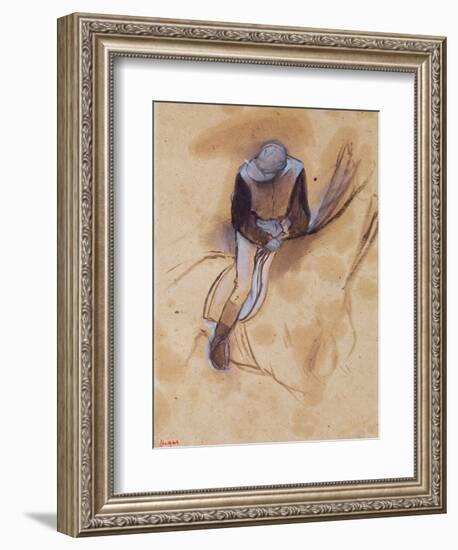 Jockey Flexed Forward Standing in the Saddle, 1860-90-Edgar Degas-Framed Giclee Print