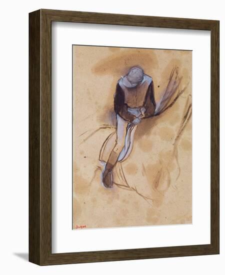 Jockey Flexed Forward Standing in the Saddle, 1860-90-Edgar Degas-Framed Giclee Print