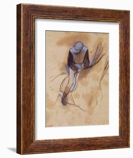 Jockey Flexed Forward Standing in the Saddle, 1860-90-Edgar Degas-Framed Giclee Print