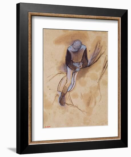 Jockey Flexed Forward Standing in the Saddle, 1860-90-Edgar Degas-Framed Giclee Print