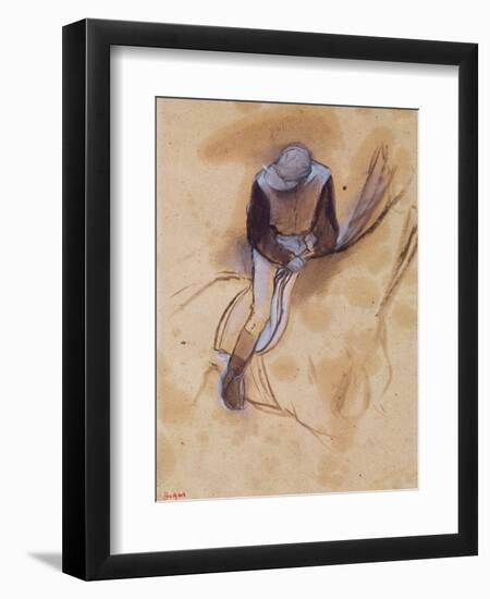 Jockey Flexed Forward Standing in the Saddle, 1860-90-Edgar Degas-Framed Giclee Print