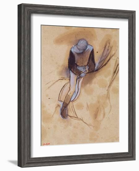 Jockey Flexed Forward Standing in the Saddle, 1860-90-Edgar Degas-Framed Giclee Print