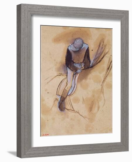 Jockey Flexed Forward Standing in the Saddle, 1860-90-Edgar Degas-Framed Giclee Print