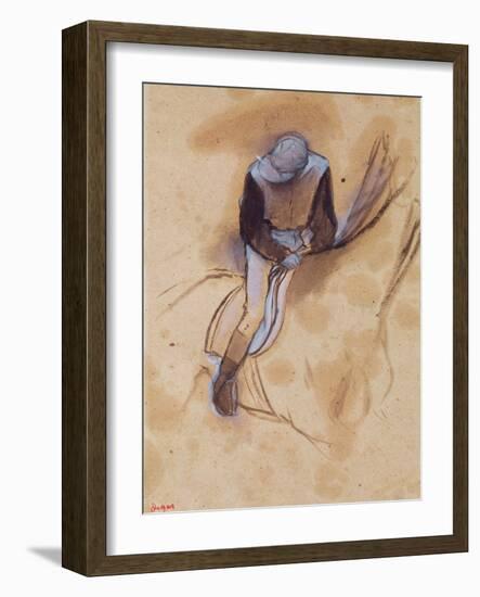 Jockey Flexed Forward Standing in the Saddle, 1860-90-Edgar Degas-Framed Giclee Print