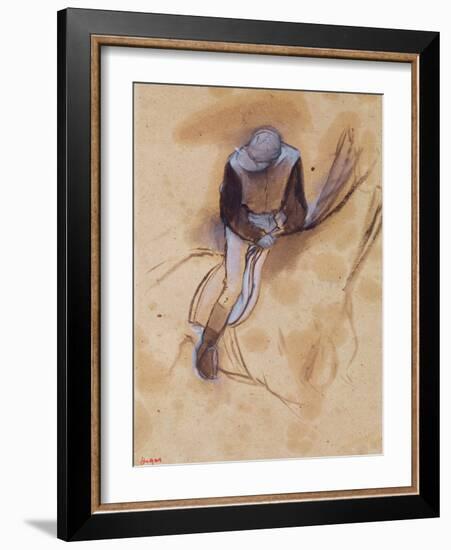 Jockey Flexed Forward Standing in the Saddle, 1860-90-Edgar Degas-Framed Giclee Print